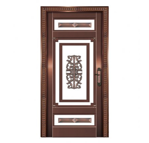 单开玻璃铜门效果图