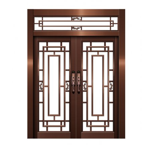 对开玻璃铜门效果图