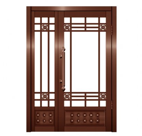 子母玻璃铜门效果图